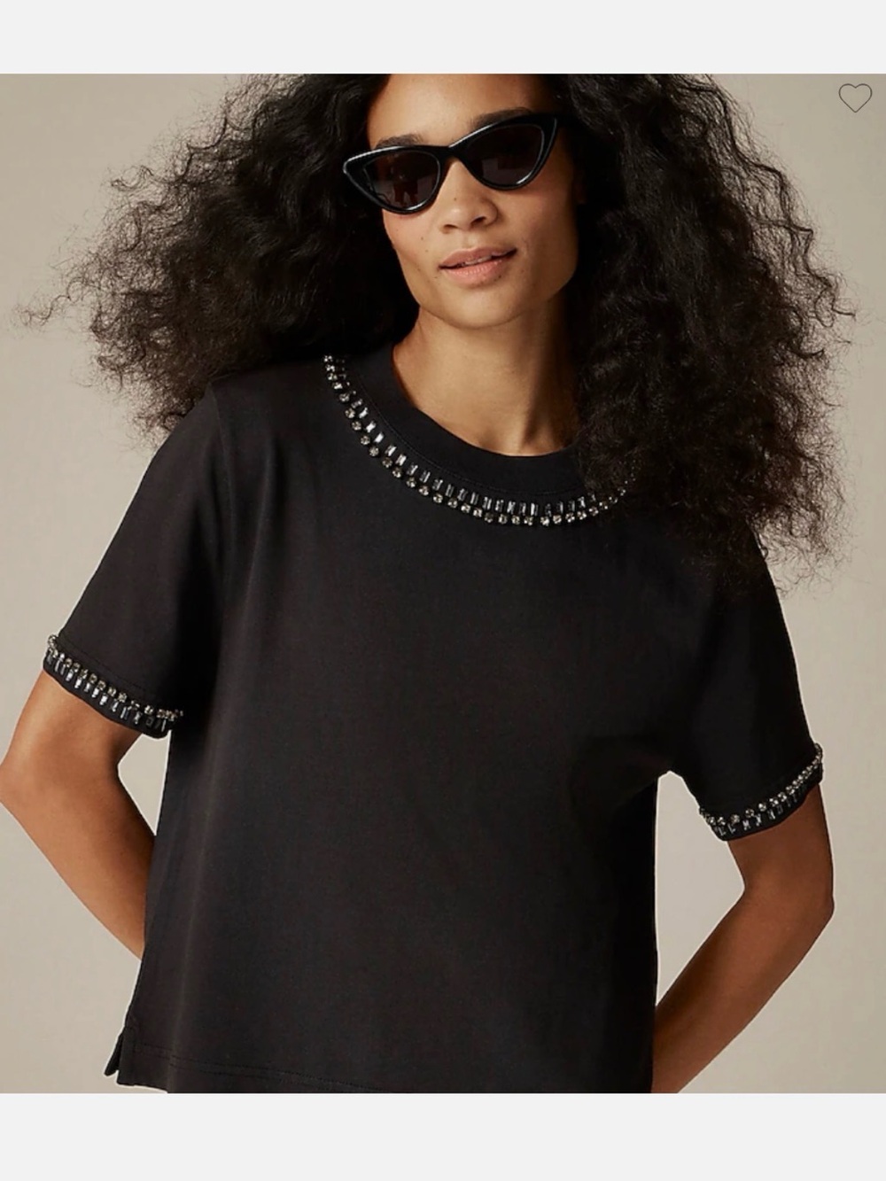New J.Crew Relaxed crystal-embellished T-shirt Black